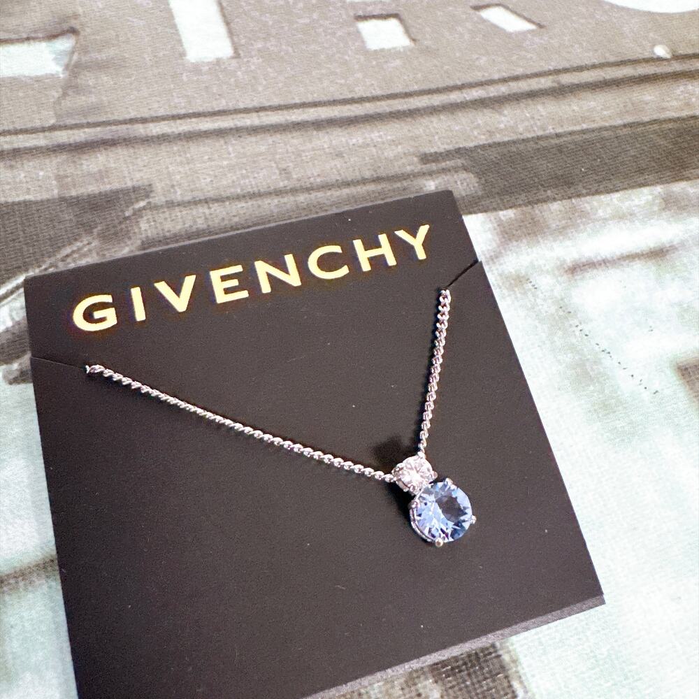 Givenchy 60563304 Tears of the Nile Blue Crystal Necklace Silver‑Tone NWT
